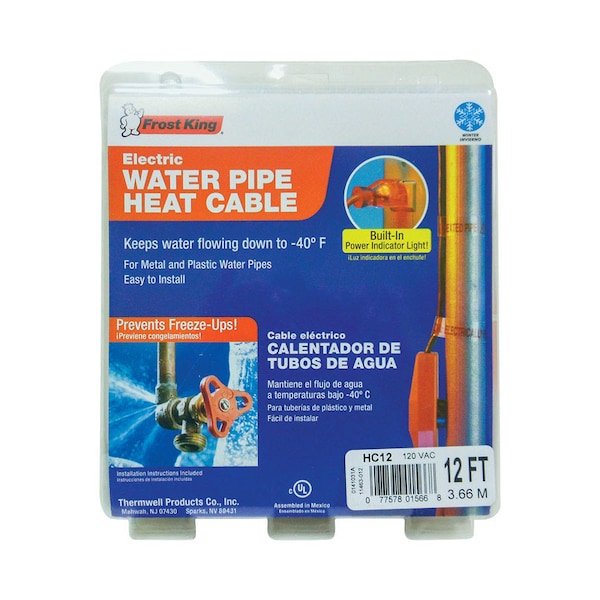 Frost King Heat Cable Wtr Pipe 12' HC12A Zoro